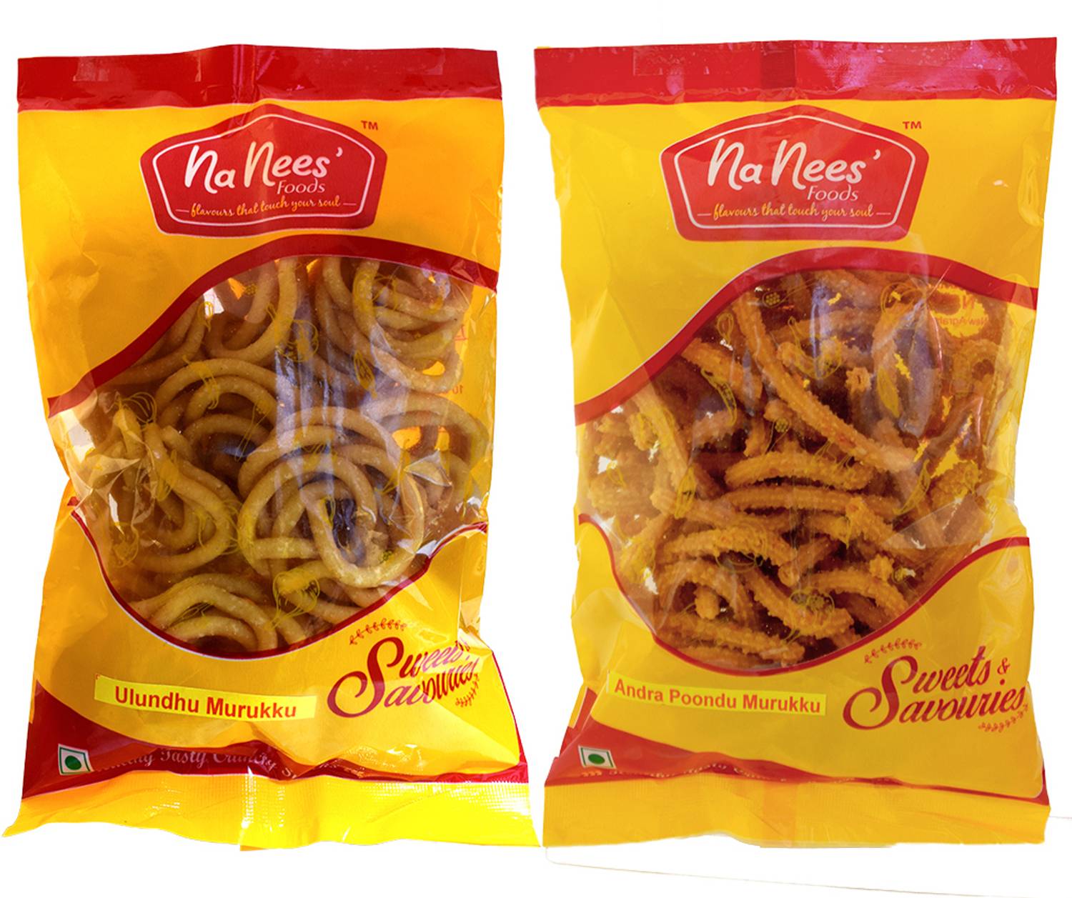 nanees' foods Ulundhu/Urad Murukku & Andhra Poondu/Garlic Murukku Combo | Combo Pack Muruku