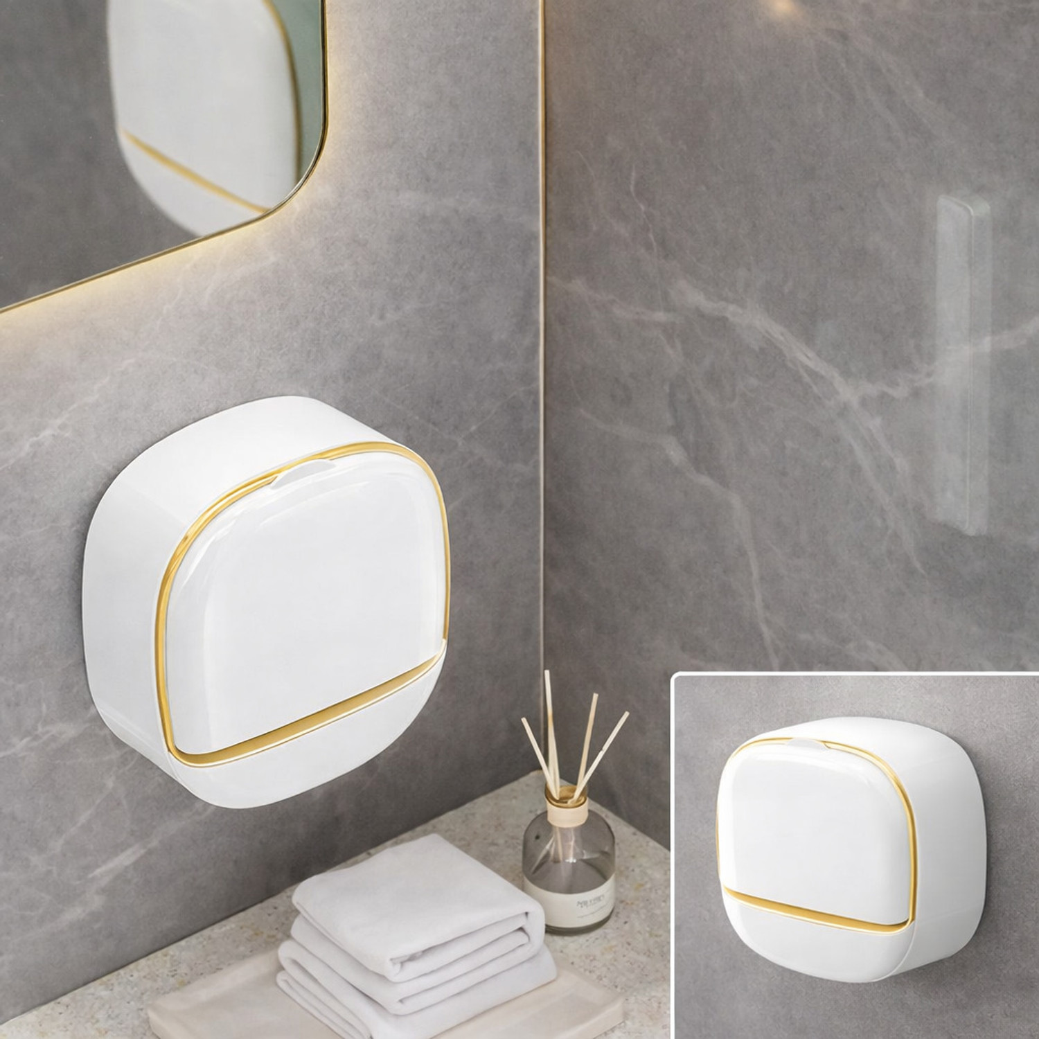 Image of QXORE Waterproof & Dustproof Strong Adhesive Bathroom Soap Holder