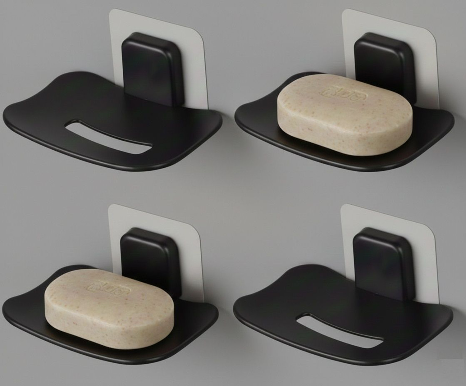Image of HK APPLIANCE 4 PCS Wall Mounted Hollow Design Waterproof Soap Stand With Adhesive Stickers