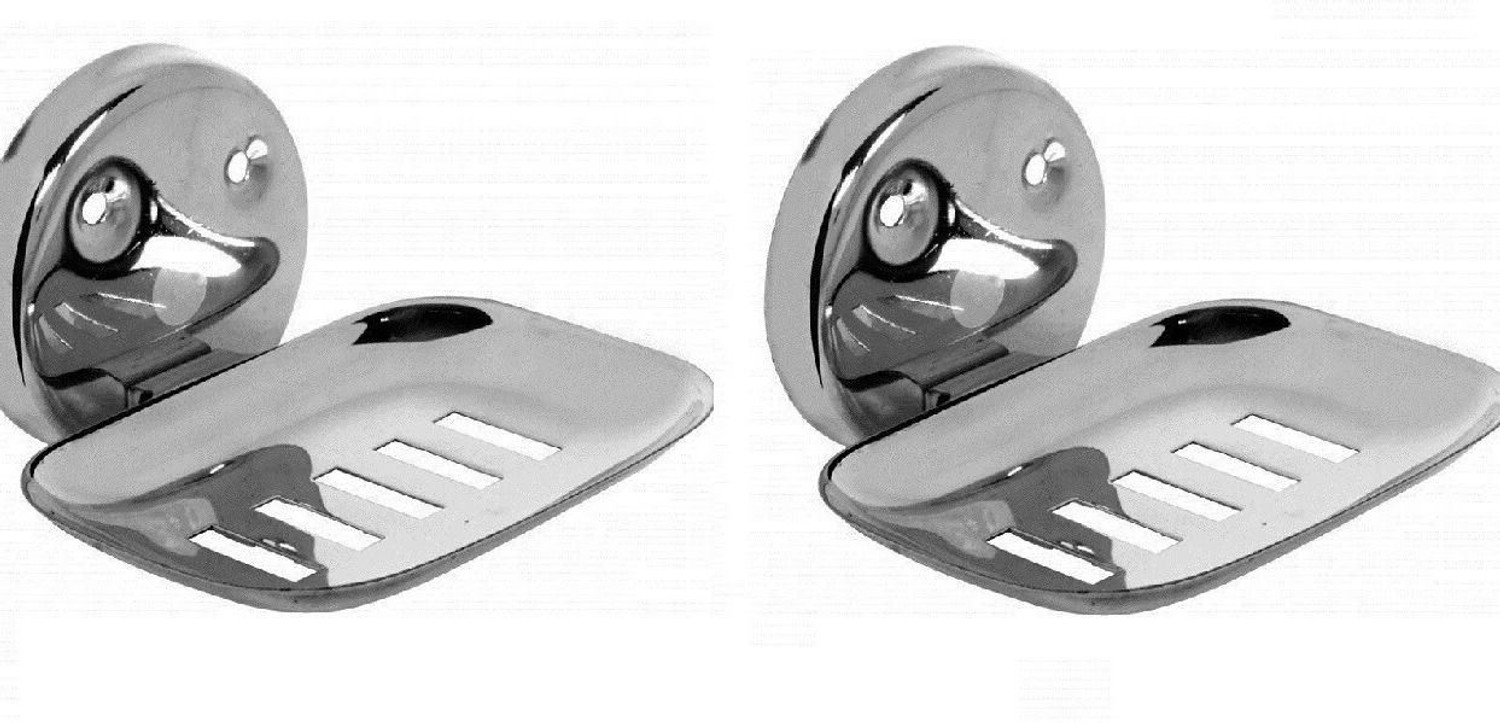 Image of LABATHWAYS Premium Stainless Steel Dish Holder Soap Stand (Pack of 4) (Silver)