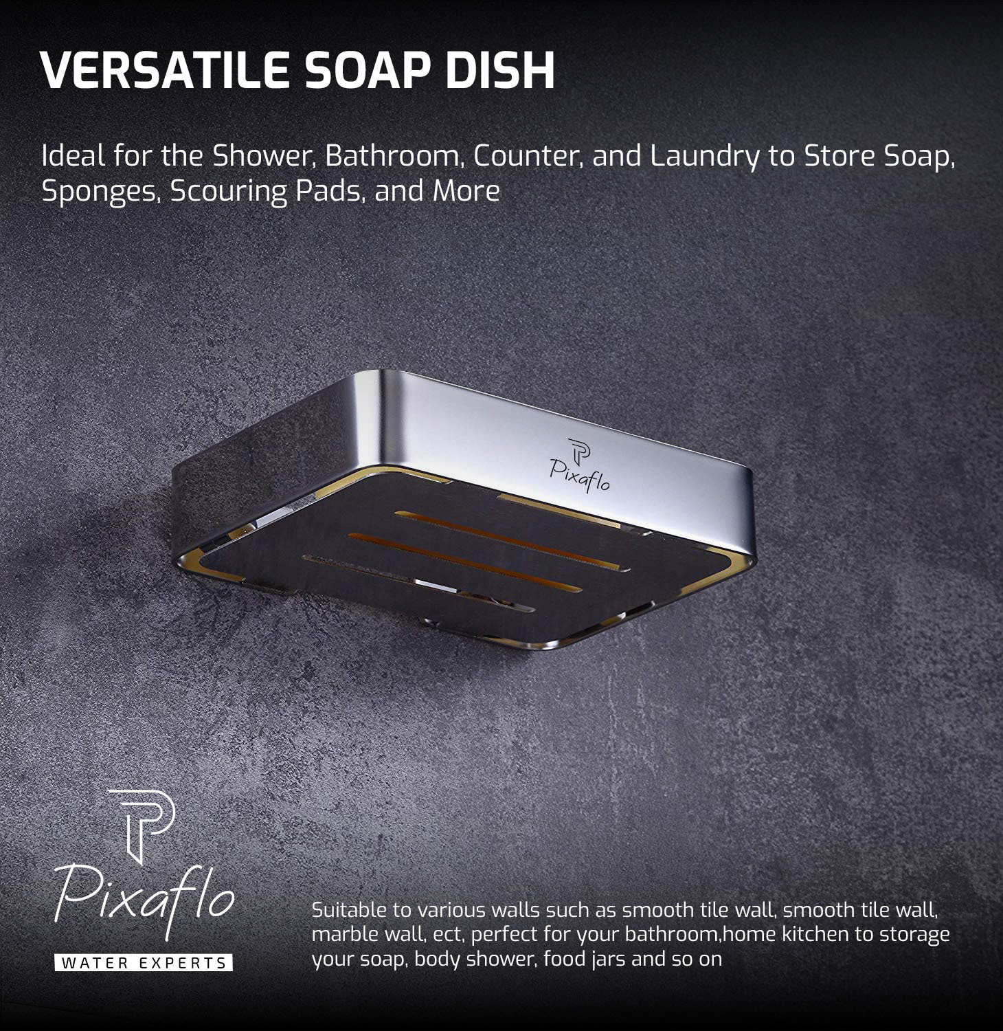 Image of PIXAFLO Stainless Steel Bathroom Soap Holder | Soap Dish | Soap Stand | Wall Mounted