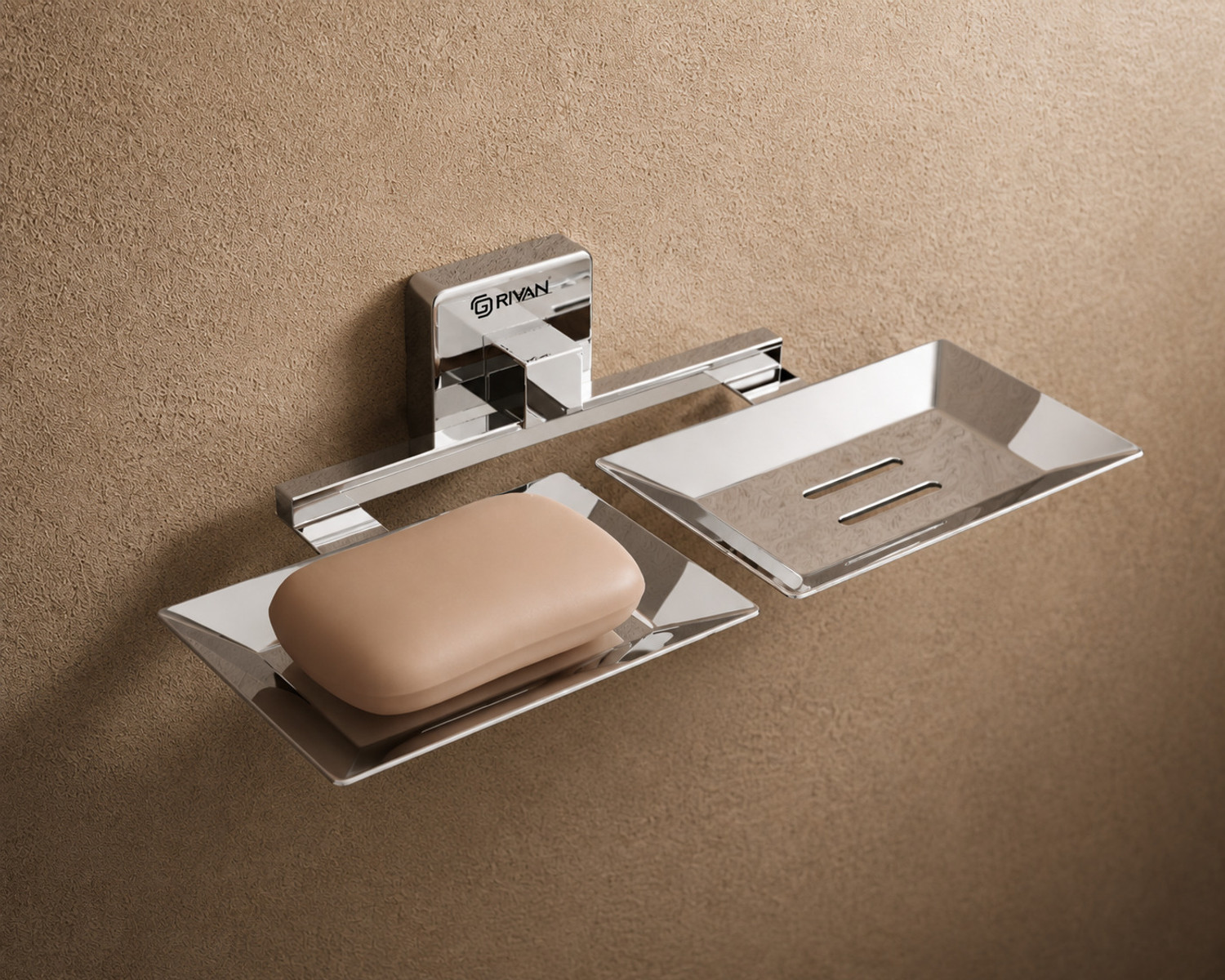 Image of GRIVAN Soap Dish Holder, Self Adhesive Wall Mounted Soap Sponge Holder Stainless Steel Storage Saver Rack for Home Kitchen & Bathroom