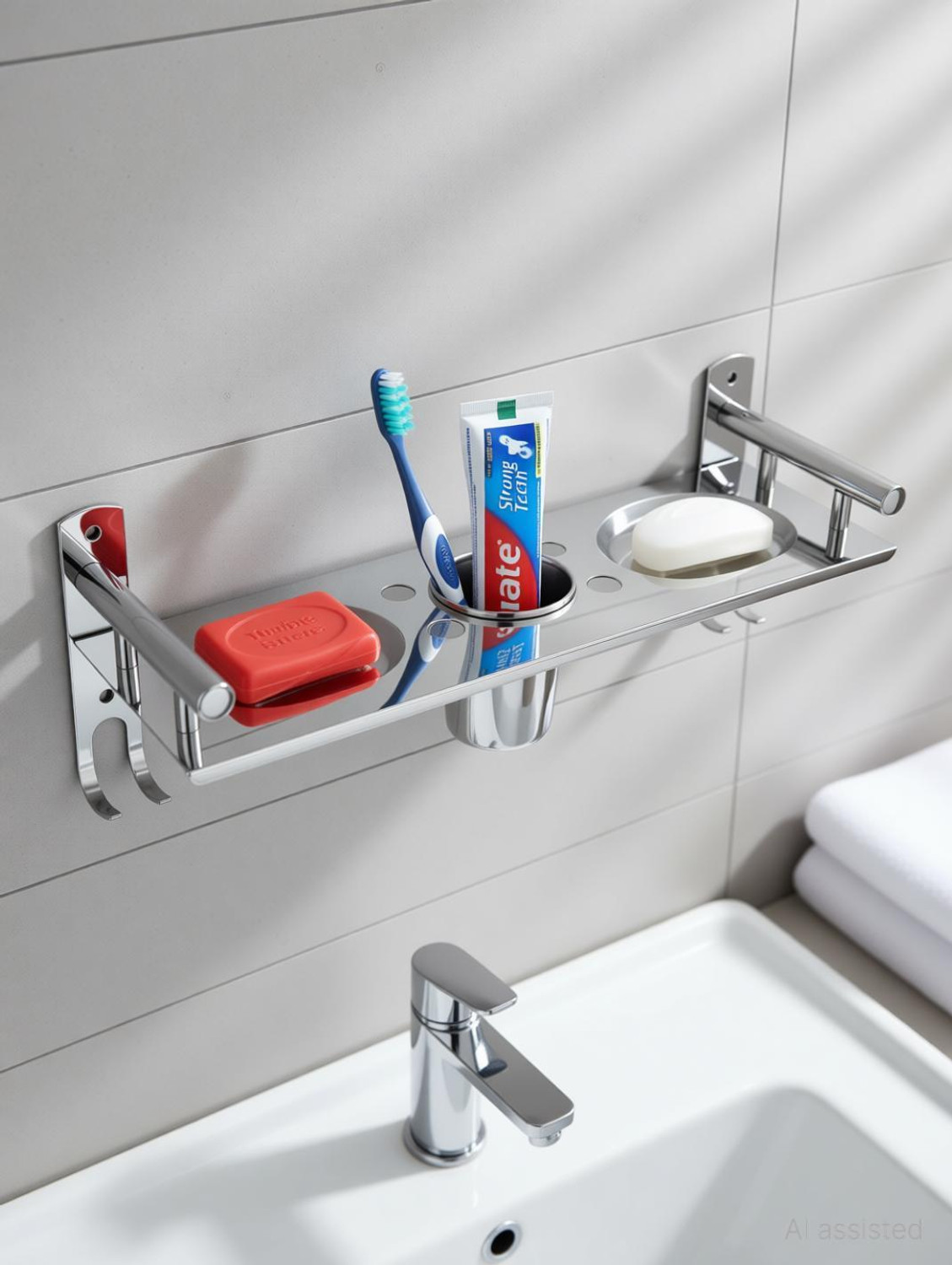 Image of Well Set bathroom soap dish Tumbler Holder&Paste-Brush Stand stand multi purposes