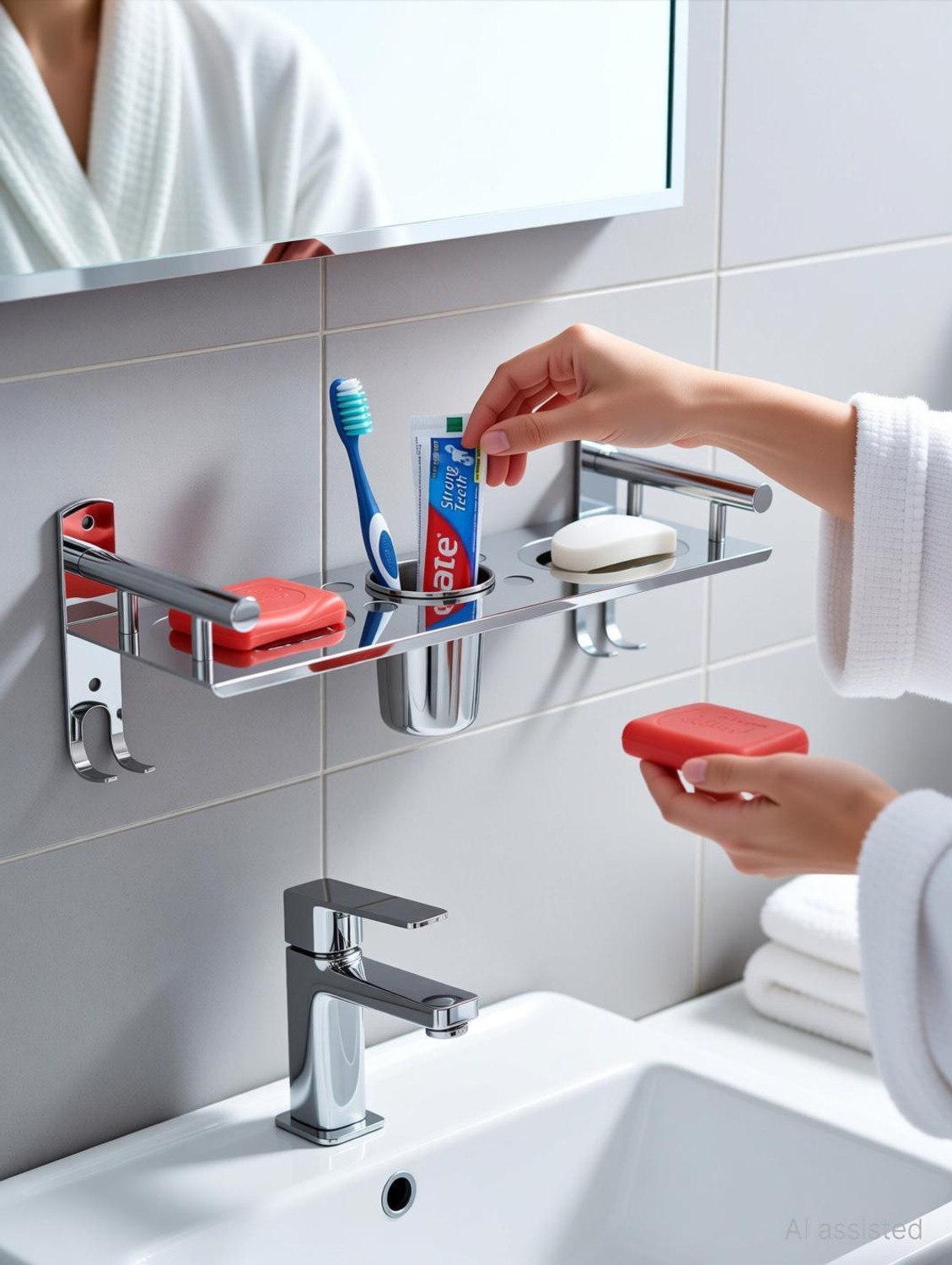 Image of Well Set bathroom soap dish Tumbler Holder&Paste-Brush Stand stand multi purposes