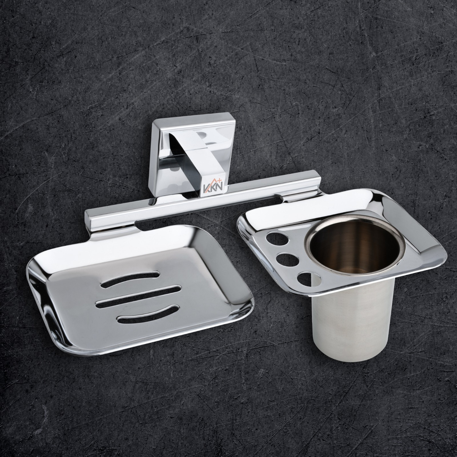 Image of KKN PLUS Premium Stainless Steel Soap Tumbler Holder for Bathroom Wall Mounted Soap Stand