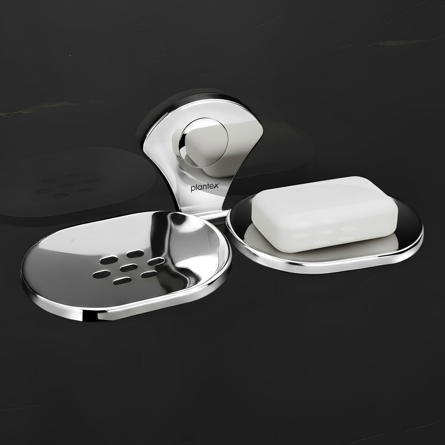 Image of Plantex Dual Soap Holder for Bathroom /Stainless Steel Double Soap Dish /Soap Stand (Silver - Chrome)