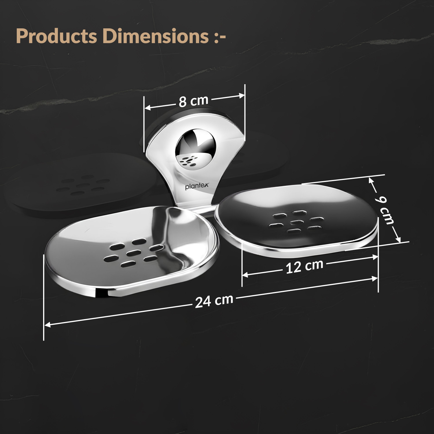 Image of Plantex Dual Soap Holder for Bathroom /Stainless Steel Double Soap Dish /Soap Stand (Silver - Chrome)