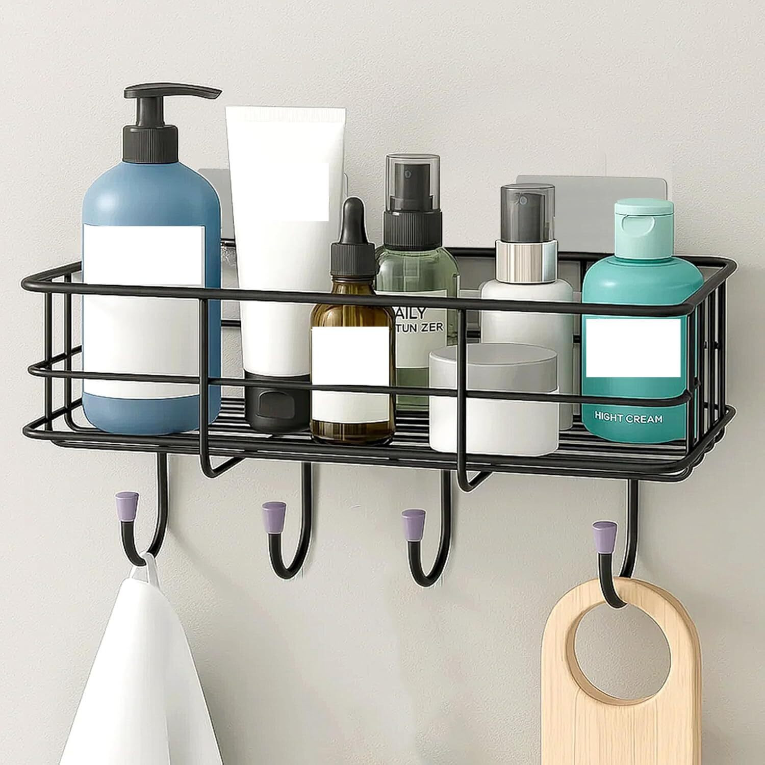 Image of MY International METAL BATHROOM WALL SHELF WITH 4 HOOK FOR BATHROOM SHOWER