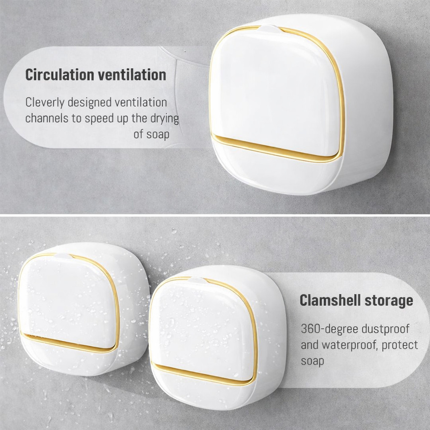 Image of QXORE Waterproof & Dustproof Strong Adhesive Bathroom Soap Holder