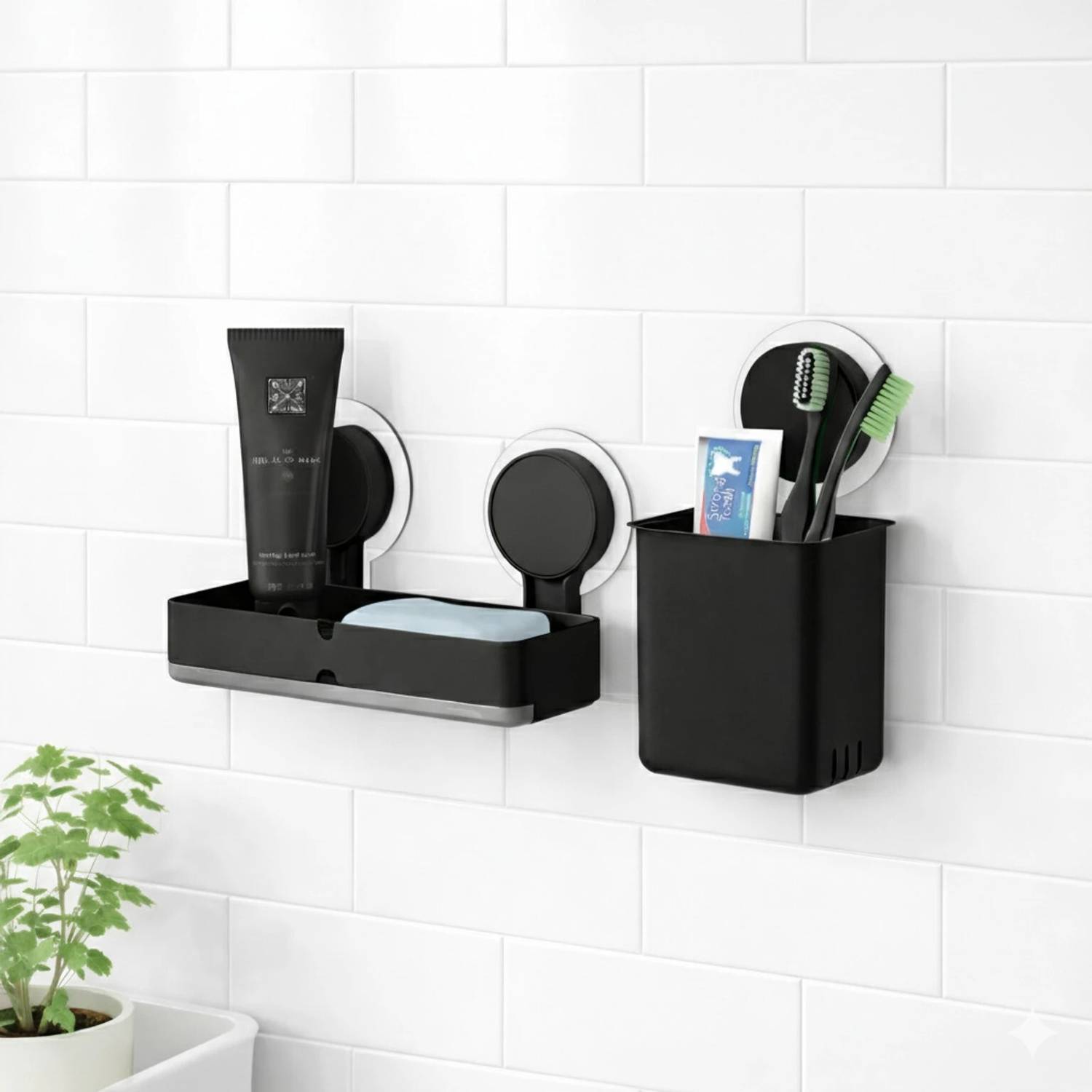 BitAura Twin Soap Dish + Toothbrush Holder