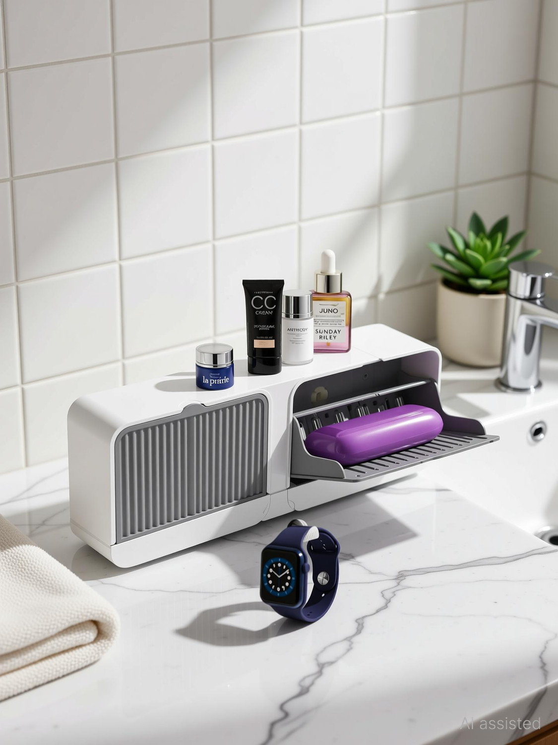 Image of DRMTLGY Wall Mount Bathroom Shelf and Soap Rack Double Bar Soap Dish with Drainage Box