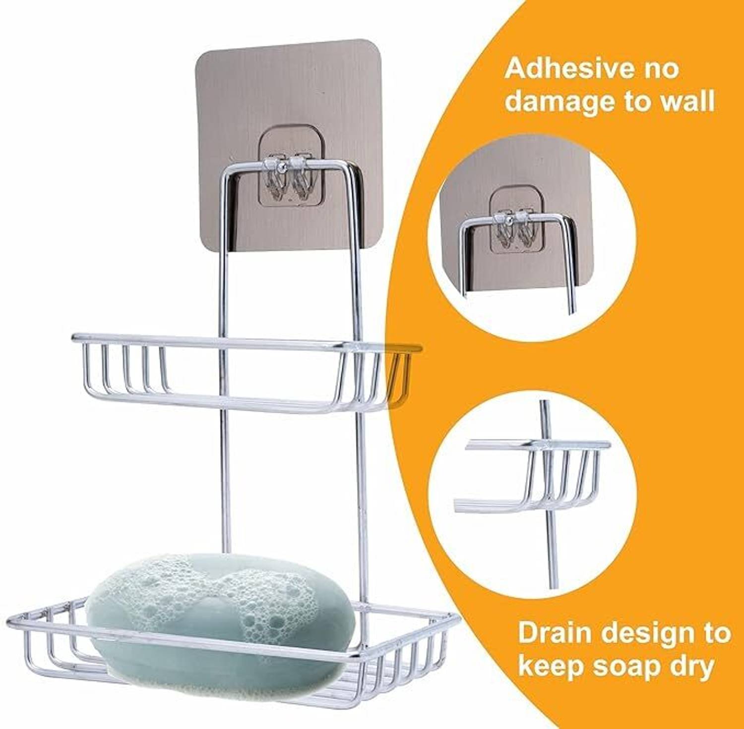 GIANT 2 Layer Stainless Steel Soap Stand Silver - Image 3
