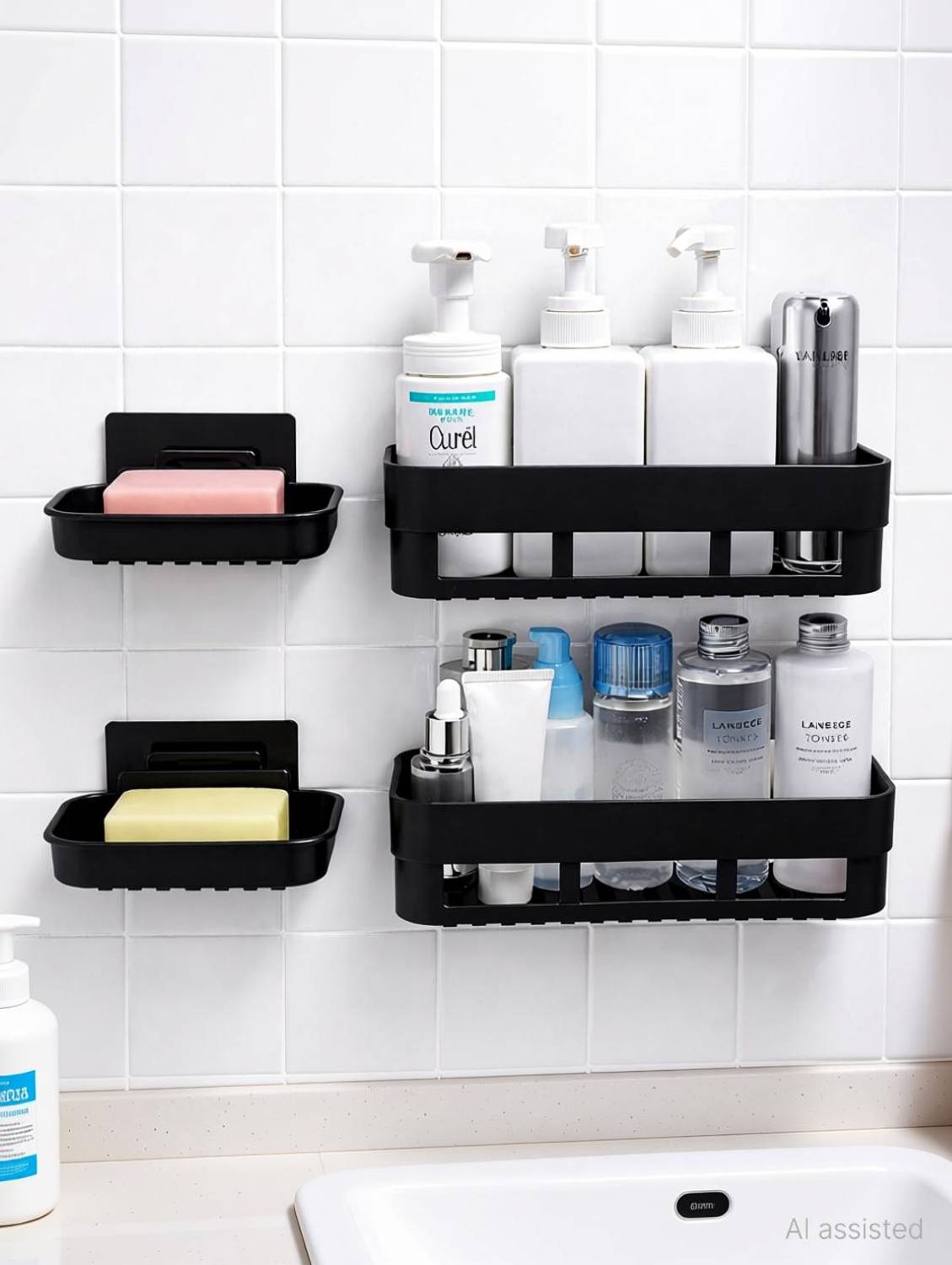 KYASO Pack of 4 Wall Mount Bathroom Shelf and Soap Rack - Image 2