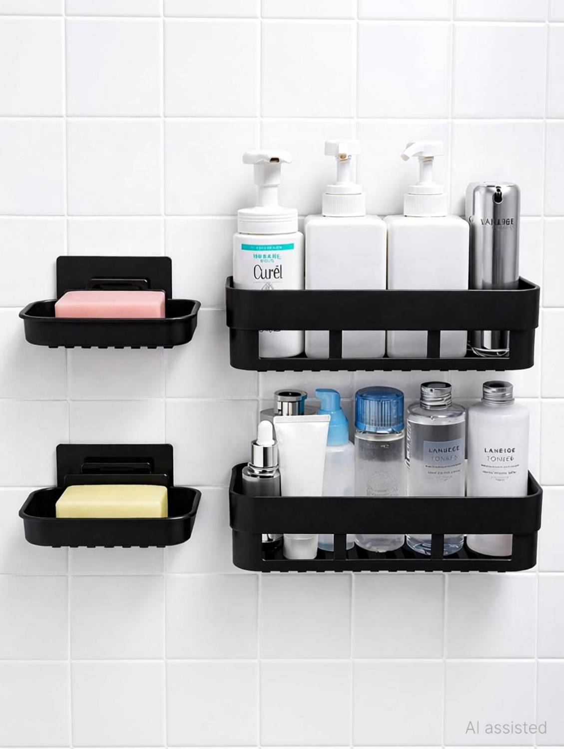 KYASO Pack of 4 Wall Mount Bathroom Shelf and Soap Rack - Image 3