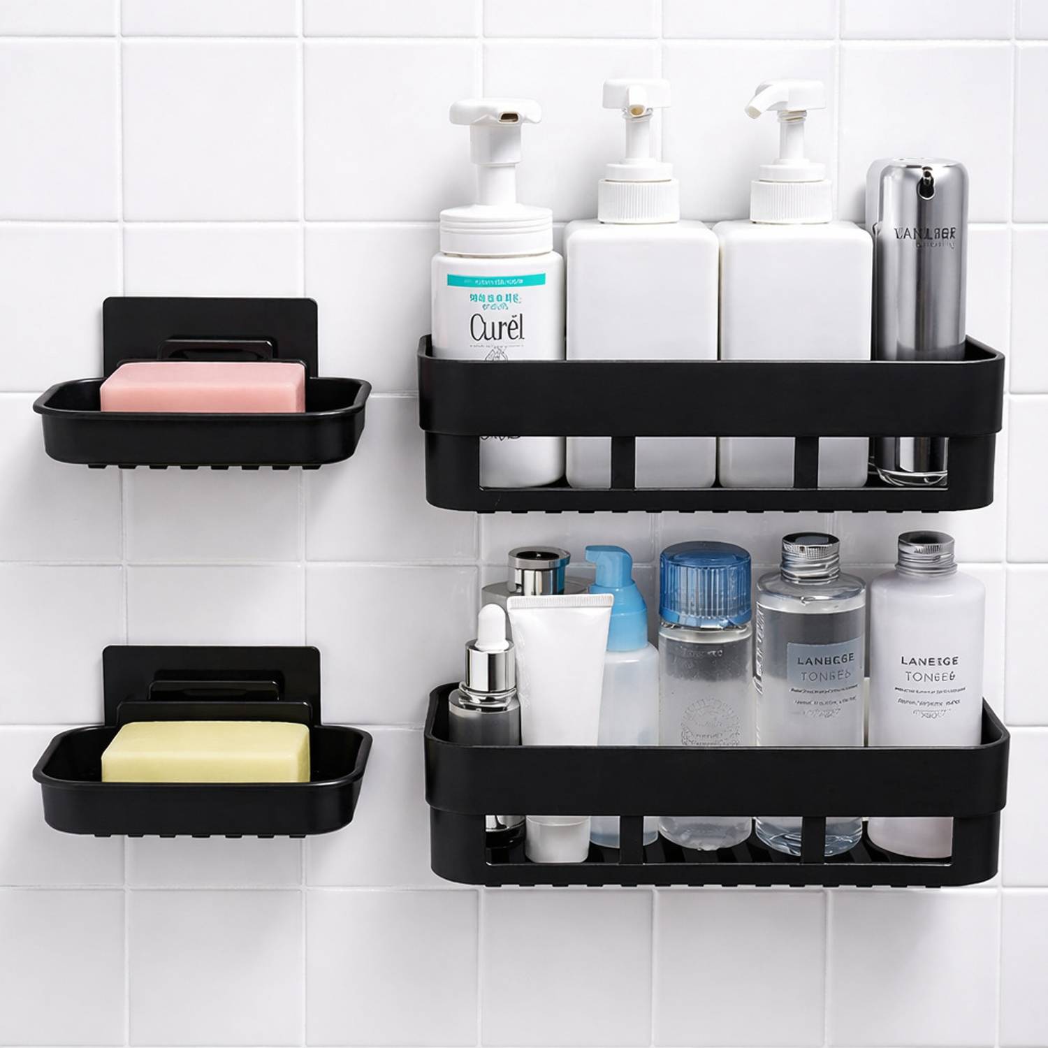 KYASO Pack of 4 Wall Mount Bathroom Shelf and Soap Rack - Image 1