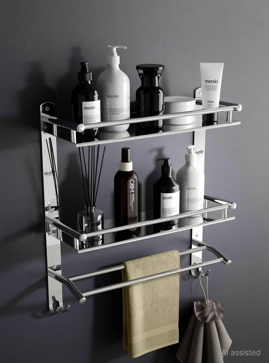 GLOXY Stainless Steel Double Layer Bathroom Shelf - Image 2