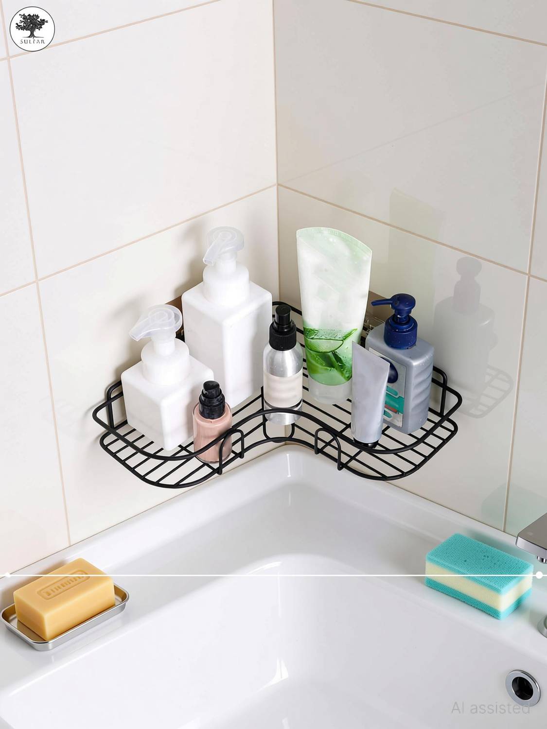 Bliss Kitchen Stainless Soap Dish Sponge Holder Self Adhesive Wall Mounted
