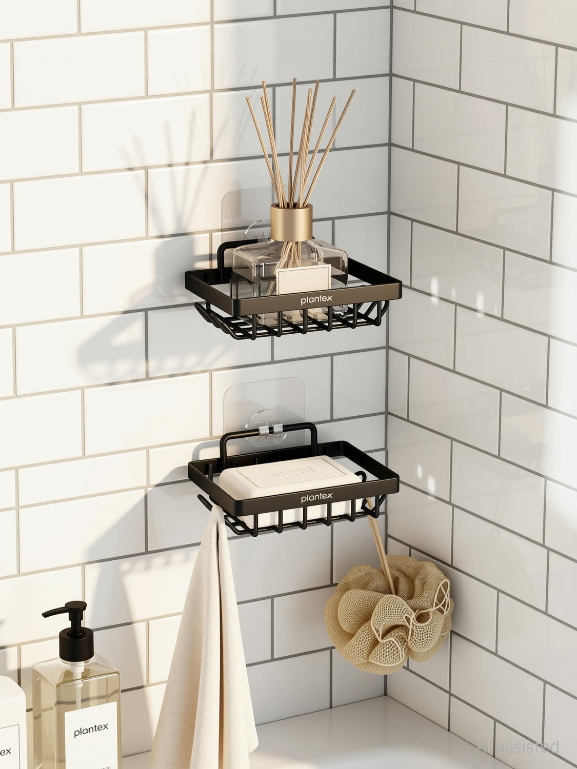 Image of Plantex Soap Dish for Bathroom /Self Adhesive Soap Holder for Kitchen /Soap Stand /Case