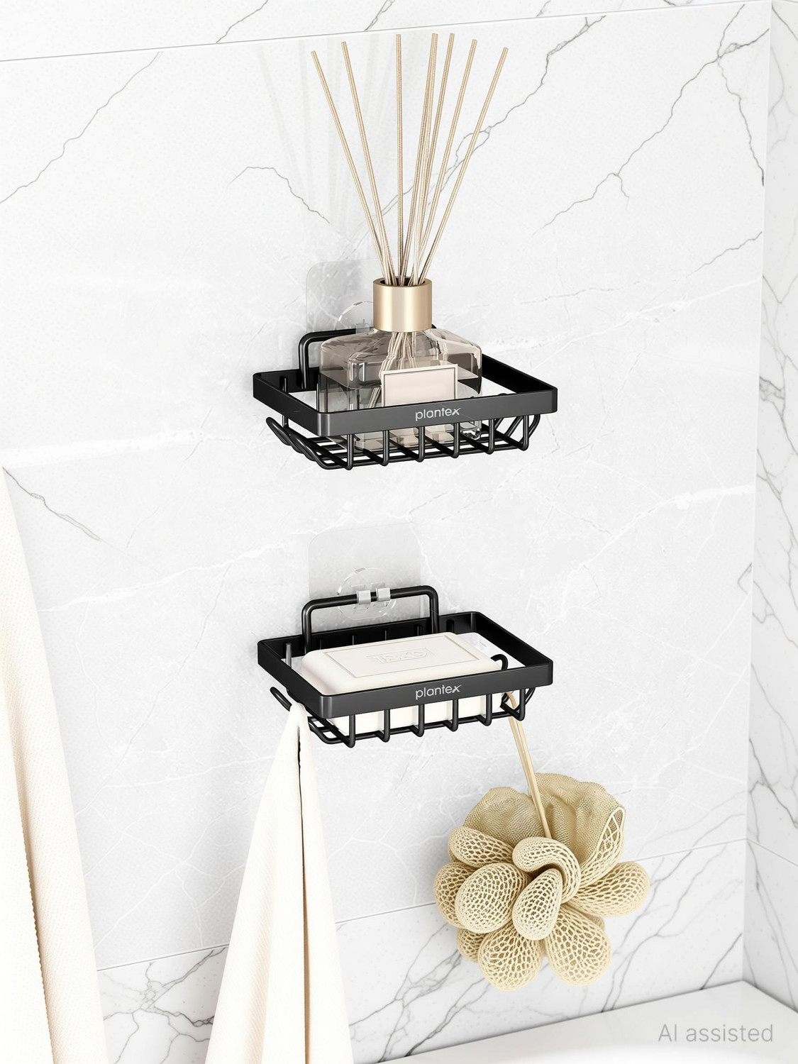 Image of Plantex Soap Dish for Bathroom /Self Adhesive Soap Holder for Kitchen /Soap Stand /Case