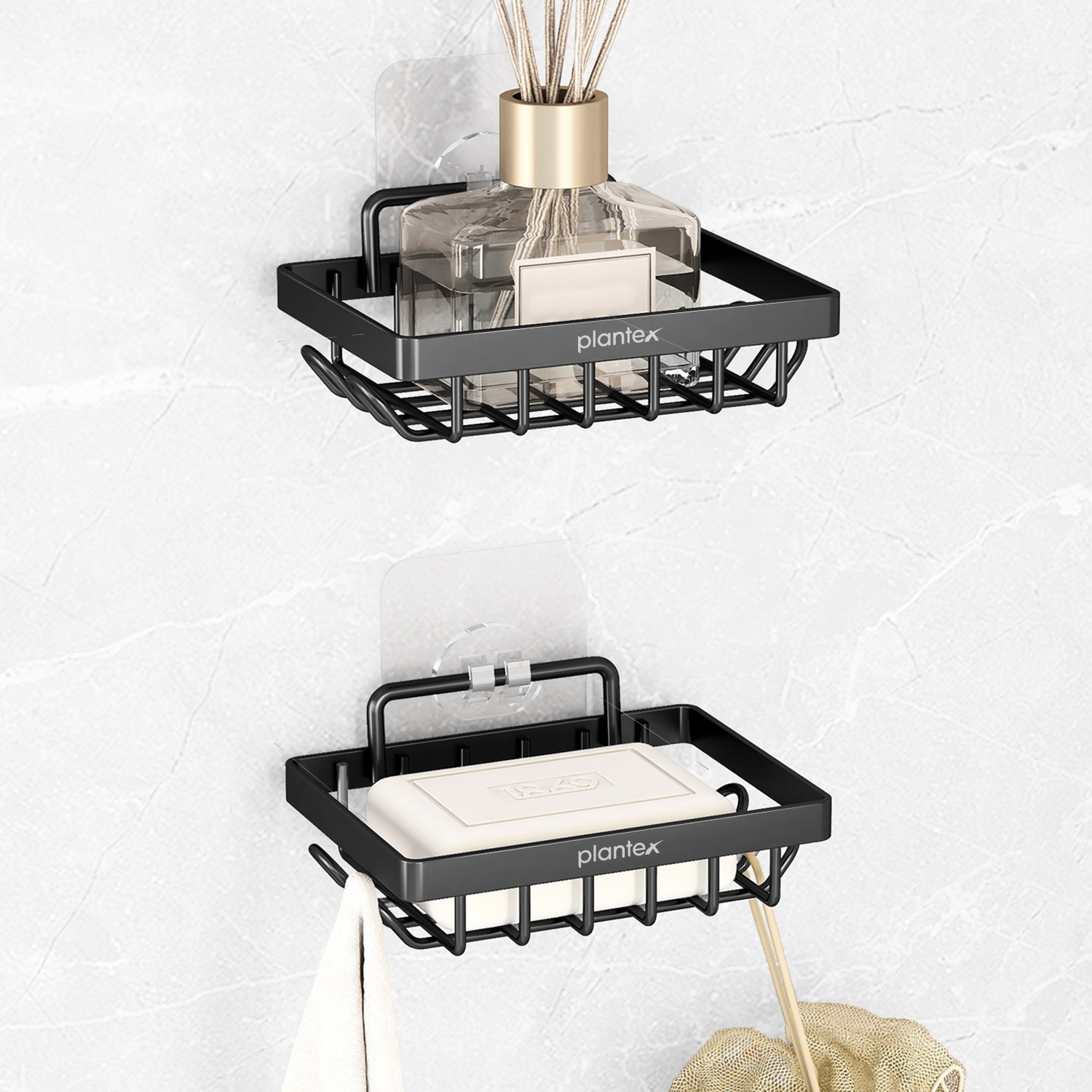 Image of Plantex Soap Dish for Bathroom /Self Adhesive Soap Holder for Kitchen /Soap Stand /Case