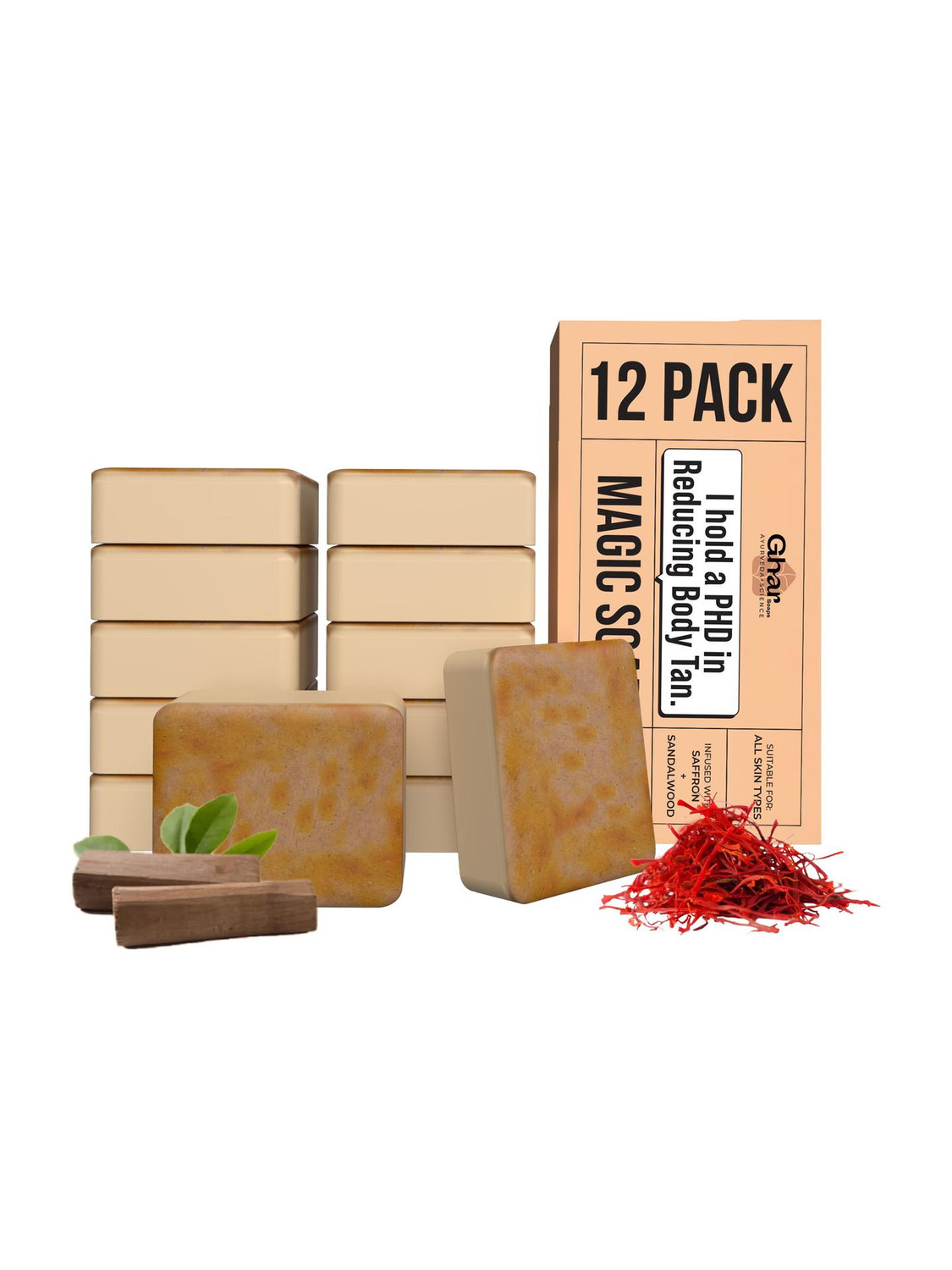 Ghar Soaps Magic Soap Sandal Wood And Saffron for DeTan and Glowing Brightening Skin
