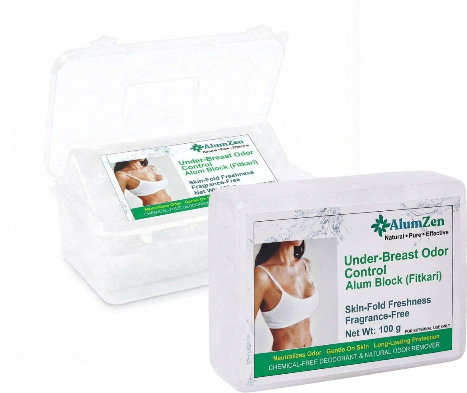 Alumzen Breast Odor Control Alum Bar | Natural Fitkari | Fragrance-Free Hygiene Care