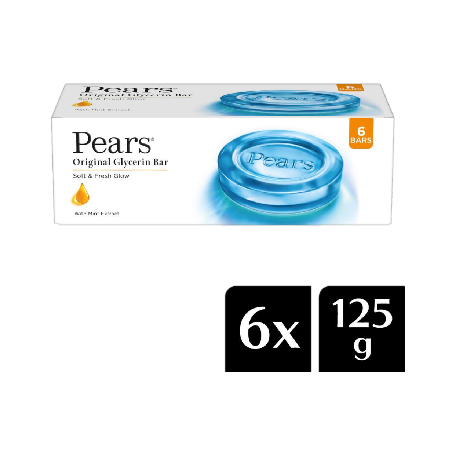 Pears Original Glycerin Soap Bar - Pack of 6 · 125 g (750 g total)