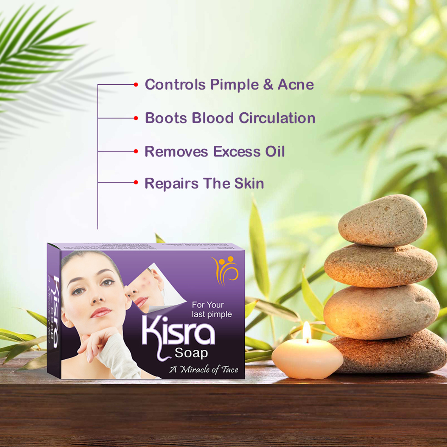 Image of KISRA Pimple Care Soap for Acne, Sun Tan, Blemishes, Fine Line, Darkspots |Men, Women