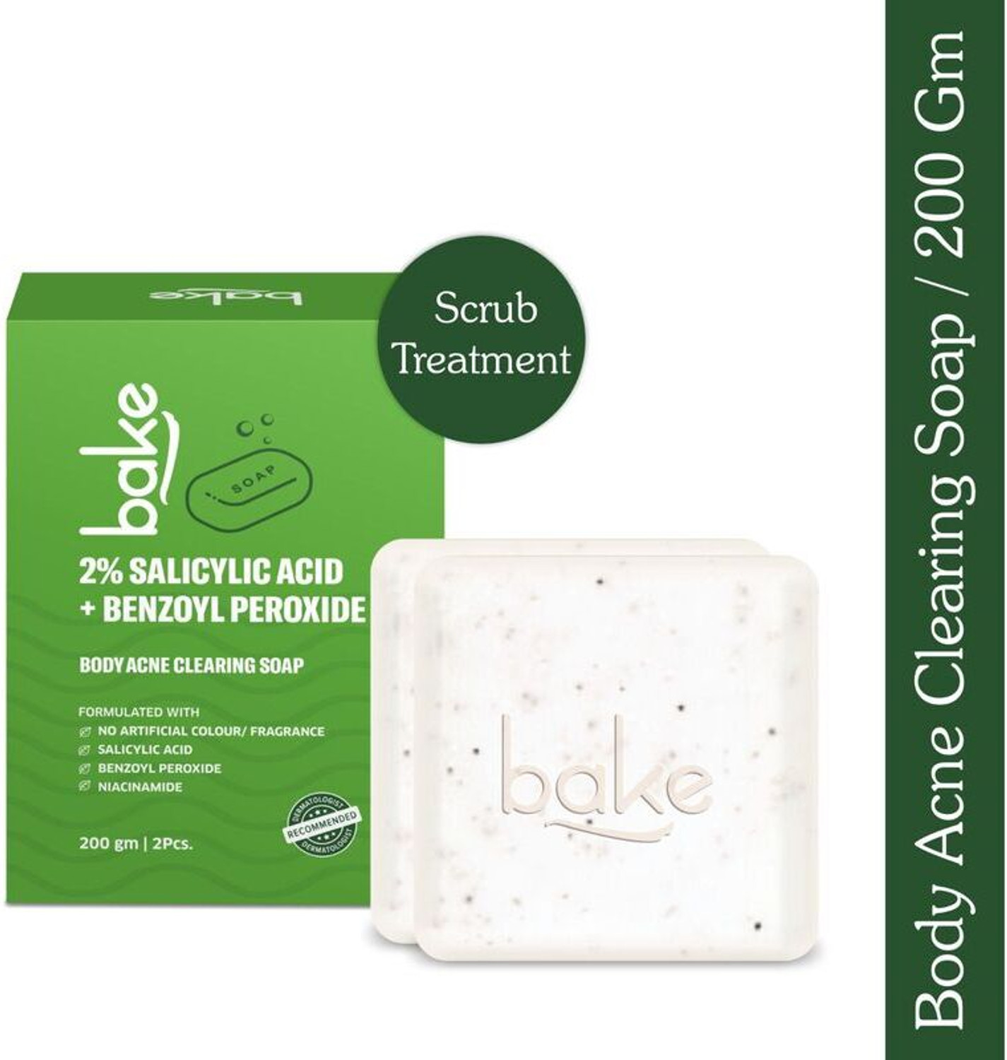 Image of BAKE 2% Salicylic Acid Soap for Body & Back Acne, Reduces Strawberry Legs