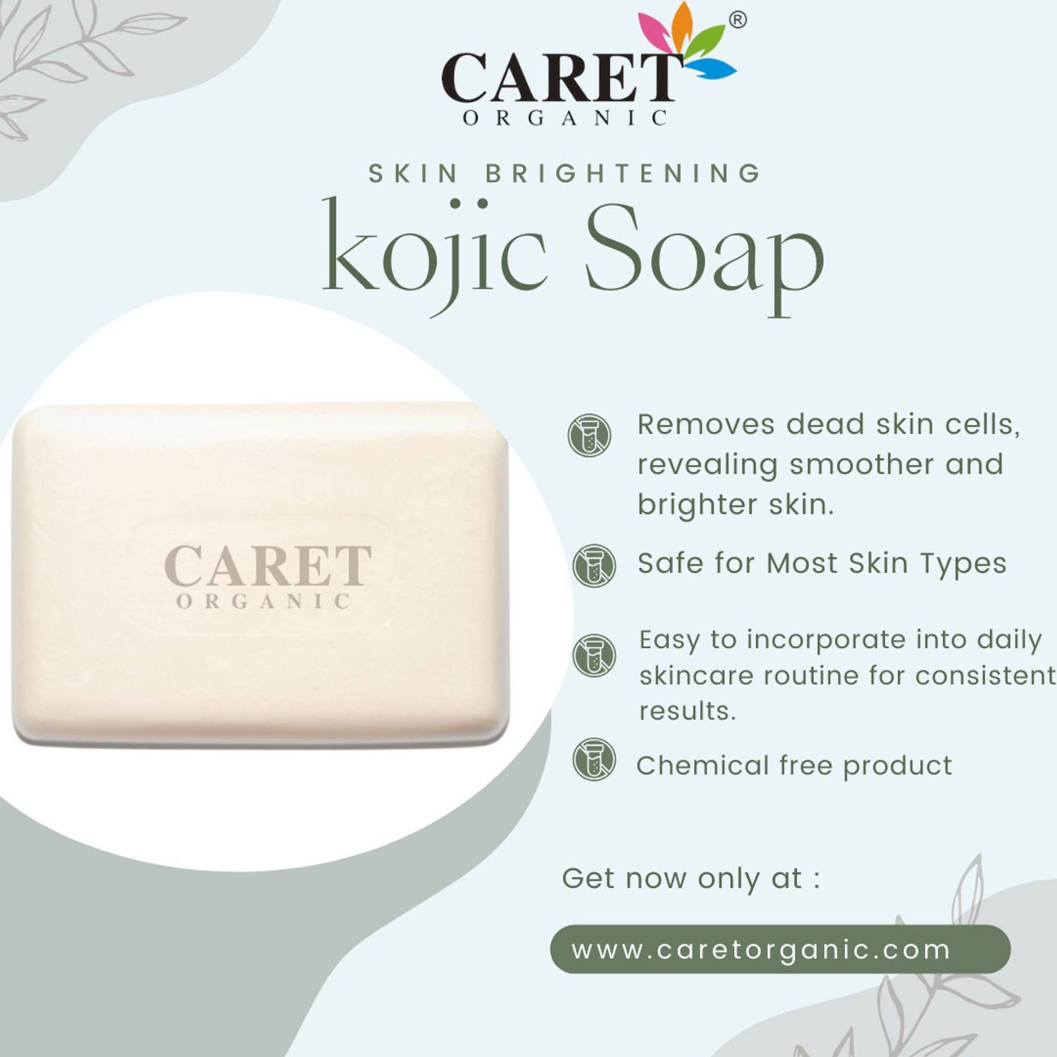 Caret Organic Vitamin C & Kojic Acid Skin Brightening Soap For All Skin Types