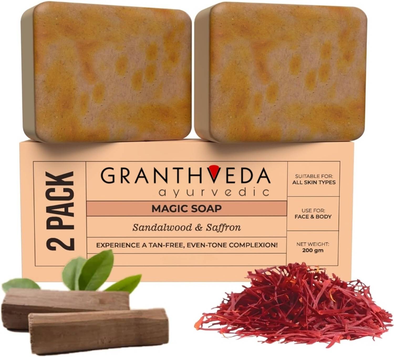 GRANTHVEDA Magic Soap Sandal Wood And Saffron for DeTan and Glowing Brightening Skin - Image 4