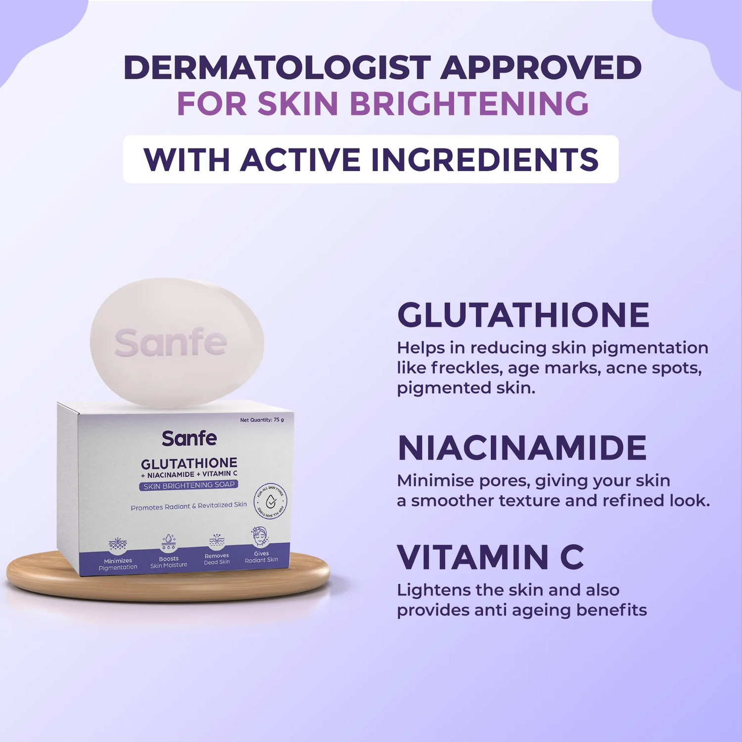 Image of Sanfe Glutathione Niacinamide Vitamin C Brightening Soap