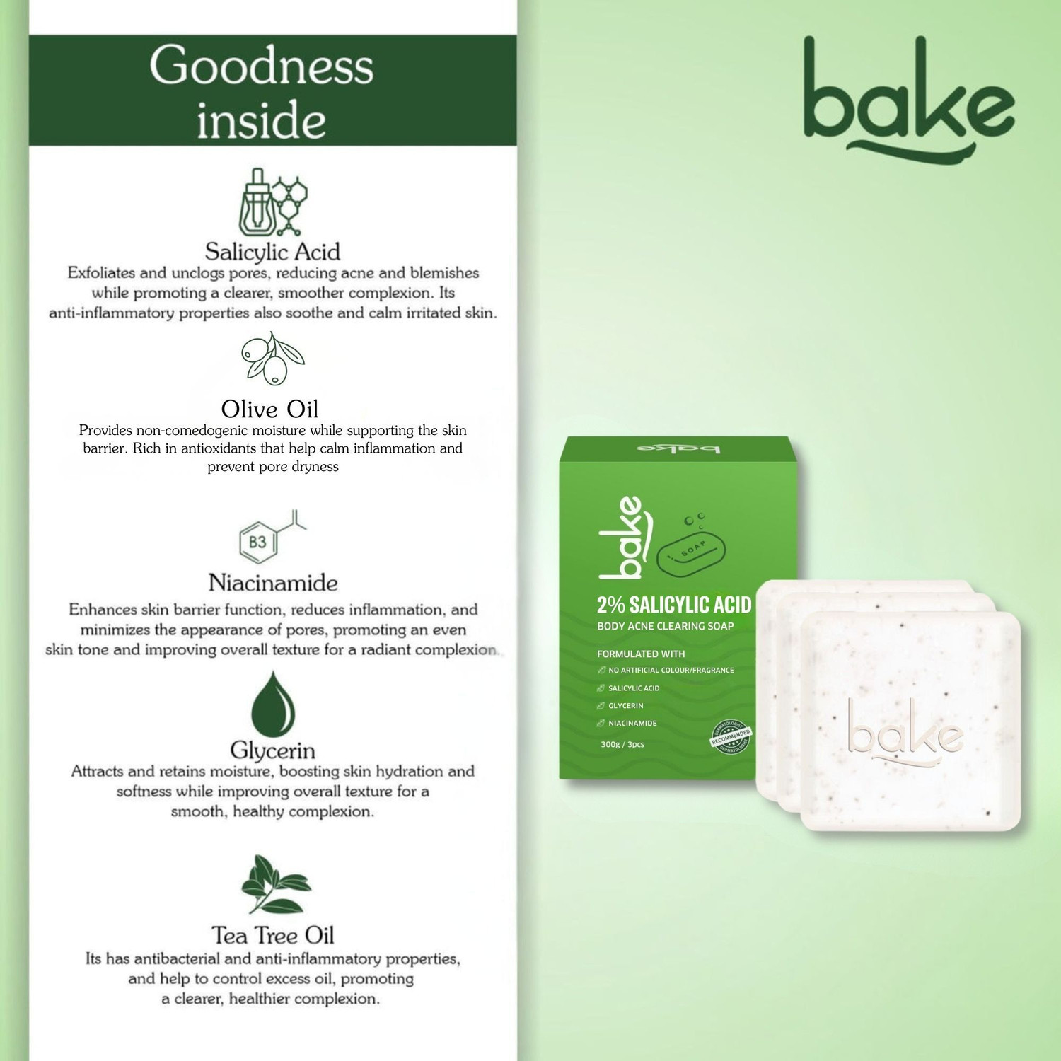 Image of BAKE 2% Salicylic Acid Soap for Body & Back Acne, Reduces Strawberry Legs