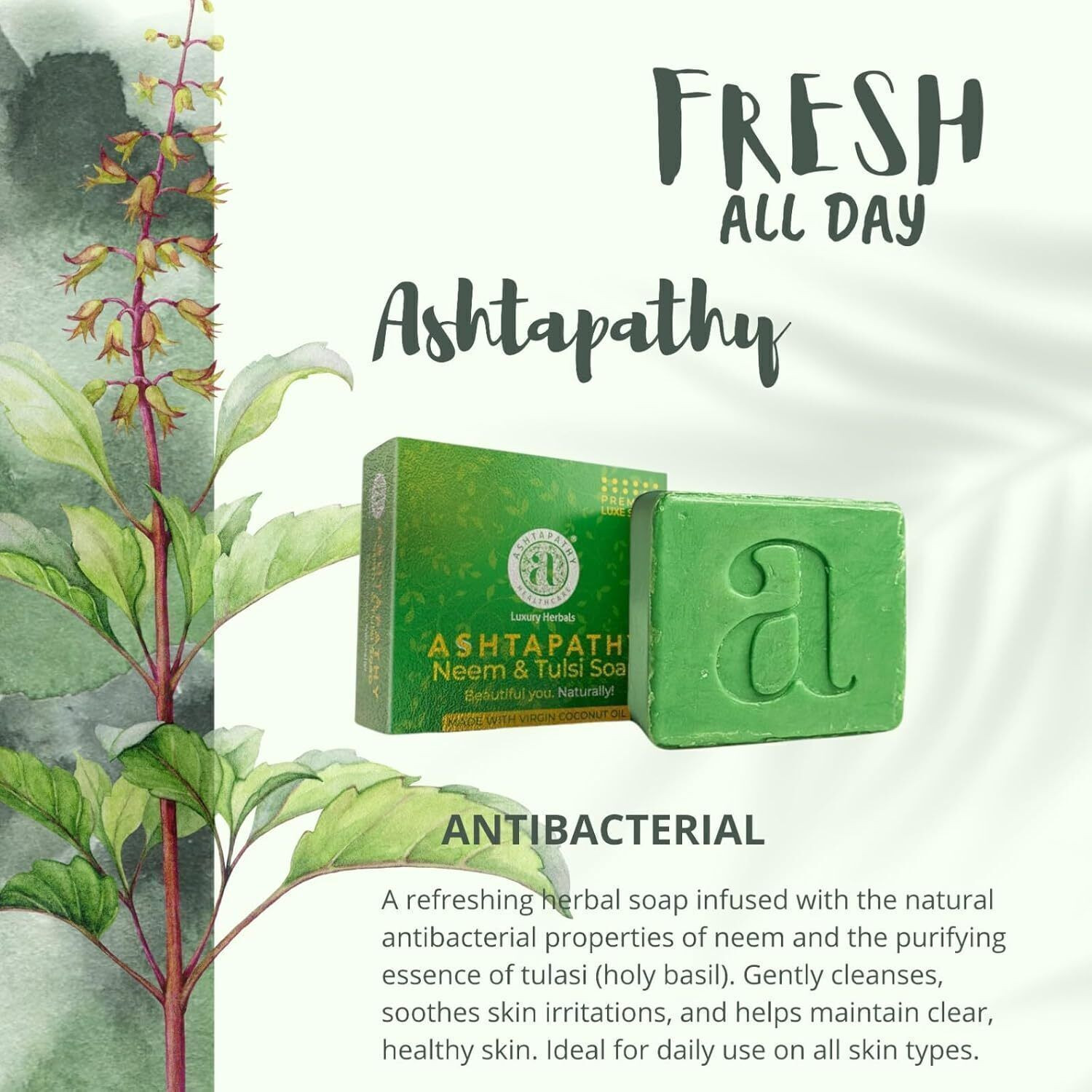Image of Ashtapathy Neem & Tulasi Soap Pack of 3
