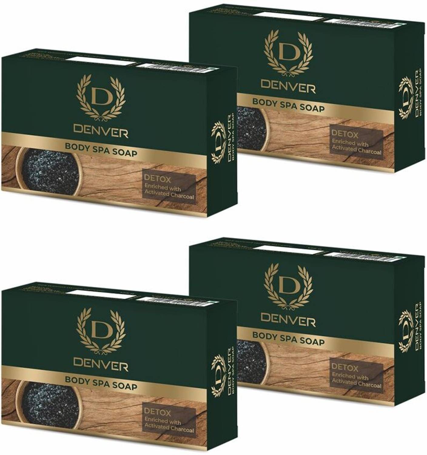 DENVER Body Spa Soap DETOX Enriched With Activated Charcoal (4 x