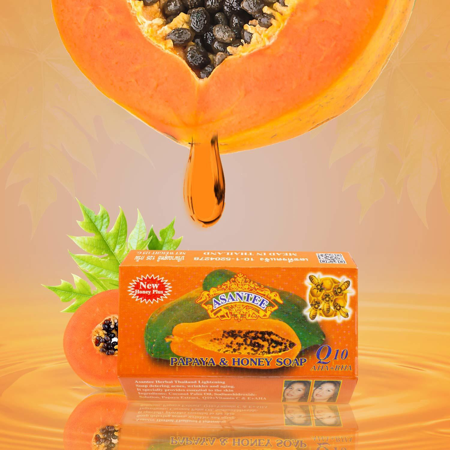 Image of ASANTEE Papaya and Honey Skin Whitening Facial Soap 125 grams