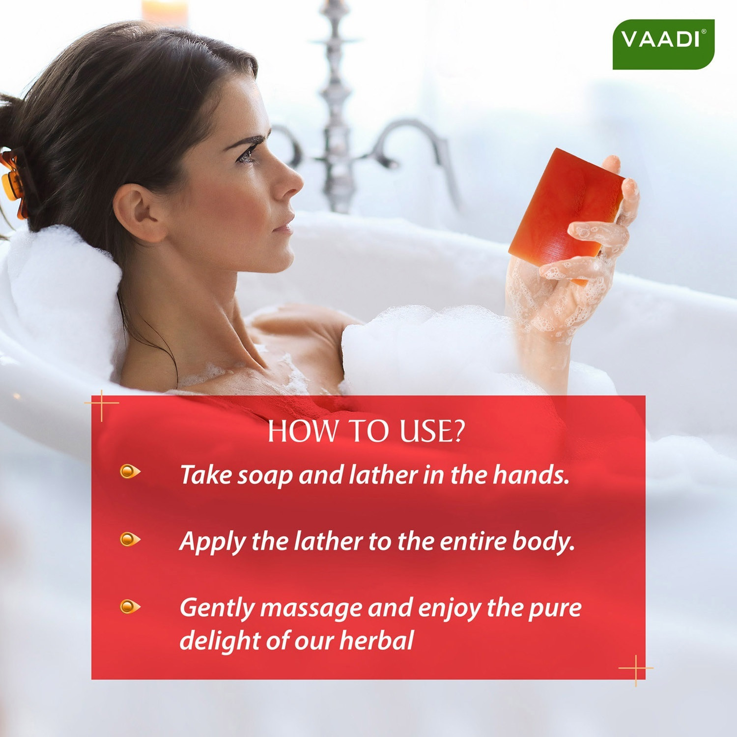 Image of vaadi Herbals Fruit Splash Soap With Extracts of Orange Peach G.Apple Lemon(75gms x 6)