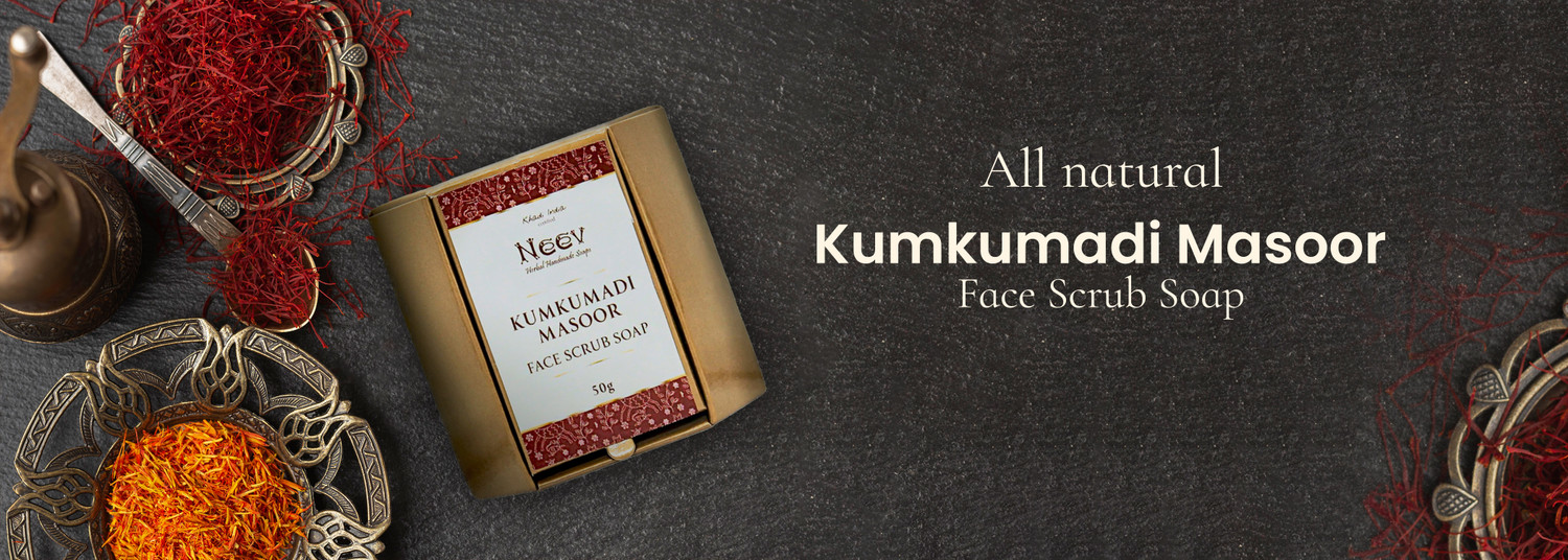 Image of Neev Kumkumadi Masoor Face Scrub Soap ' Removes Tan & Dead Skin 50g