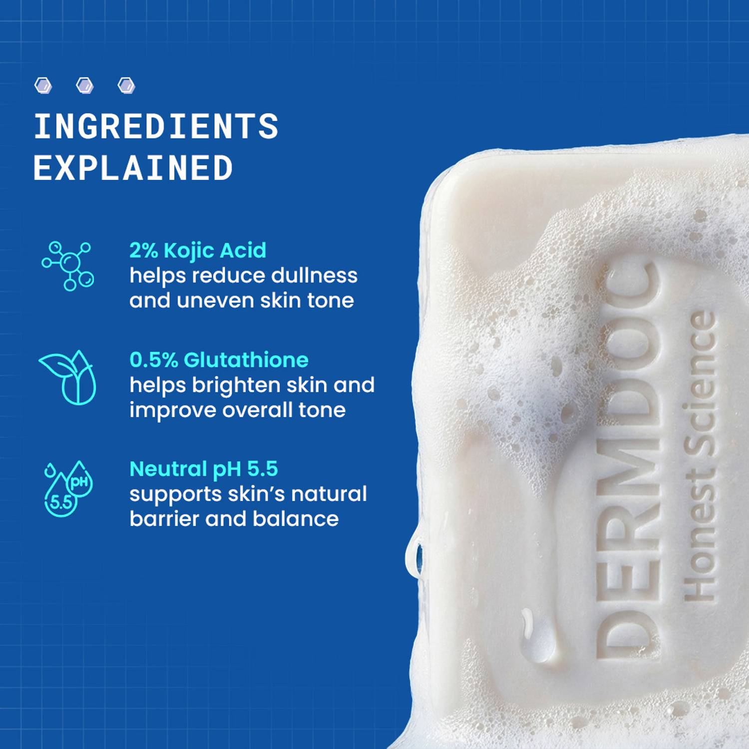 DermDoc 2% Kojic Acid + 0.5% Glutathione Cleansing Bar - Image 3