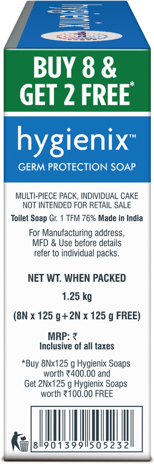 Image of Hygienix by Wipro Germ Protection Bathing Bar With 99.99% Germ-Protection