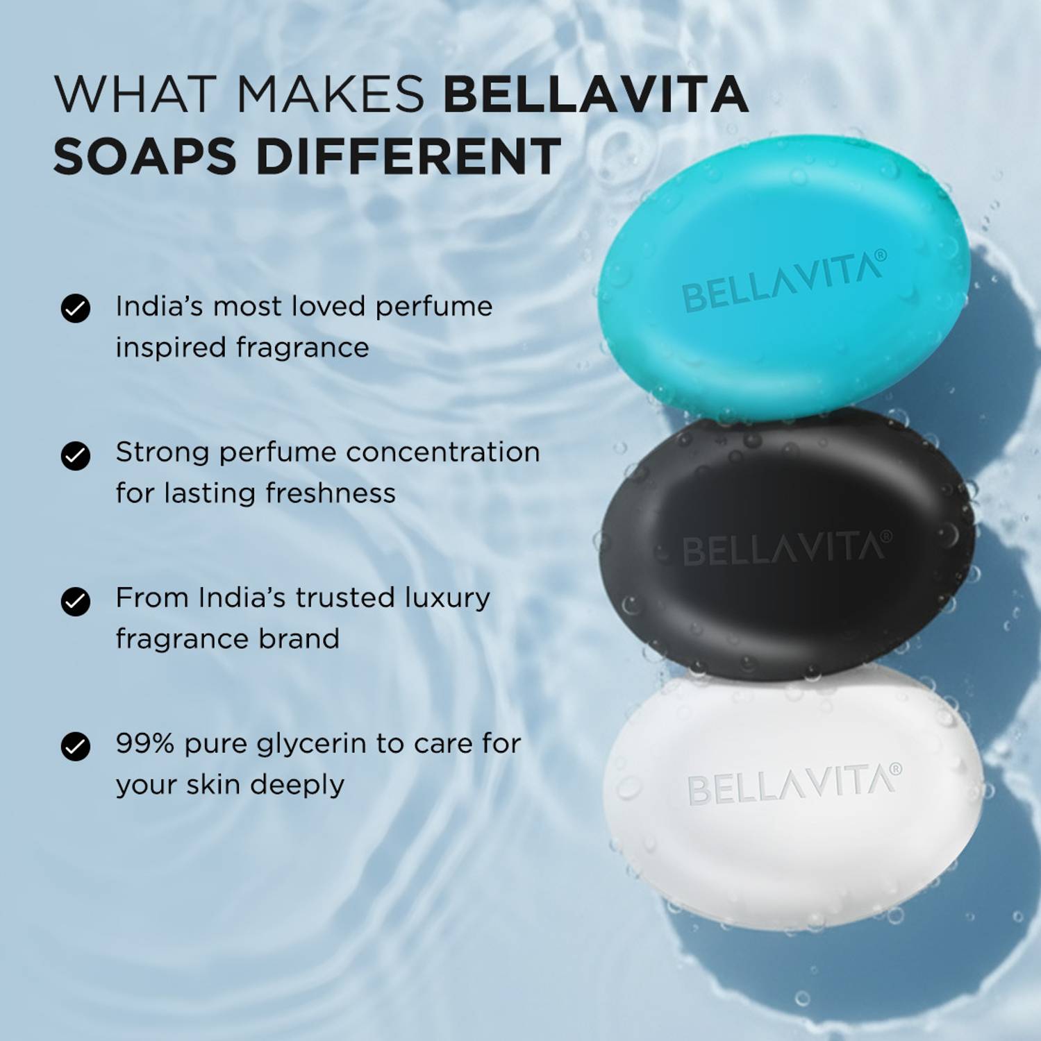 BELLAVITA Perfumed Bathing Soap Bar Pack of 3 · 100 g (300 g total) - Image 5