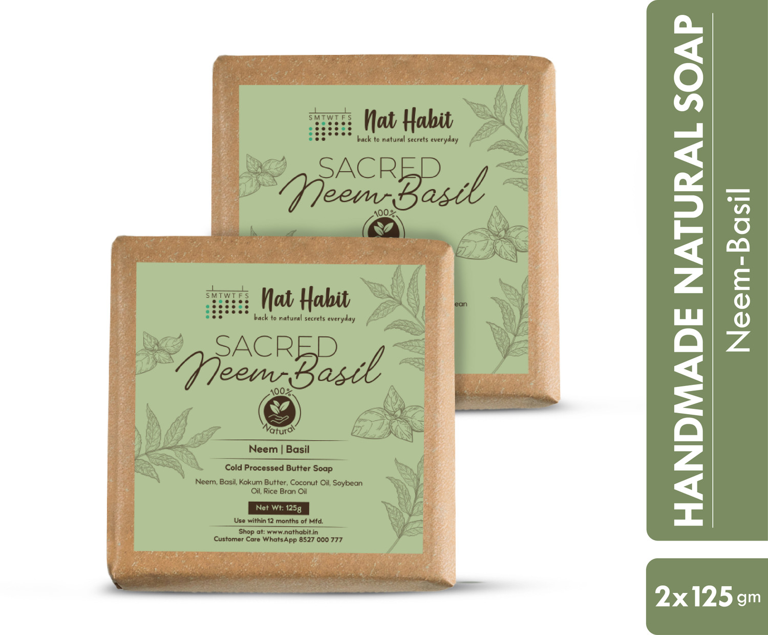 Image of Nat Habit Sacred Neem Soap - For Detoxifiaction & Acne Free Clear Skin