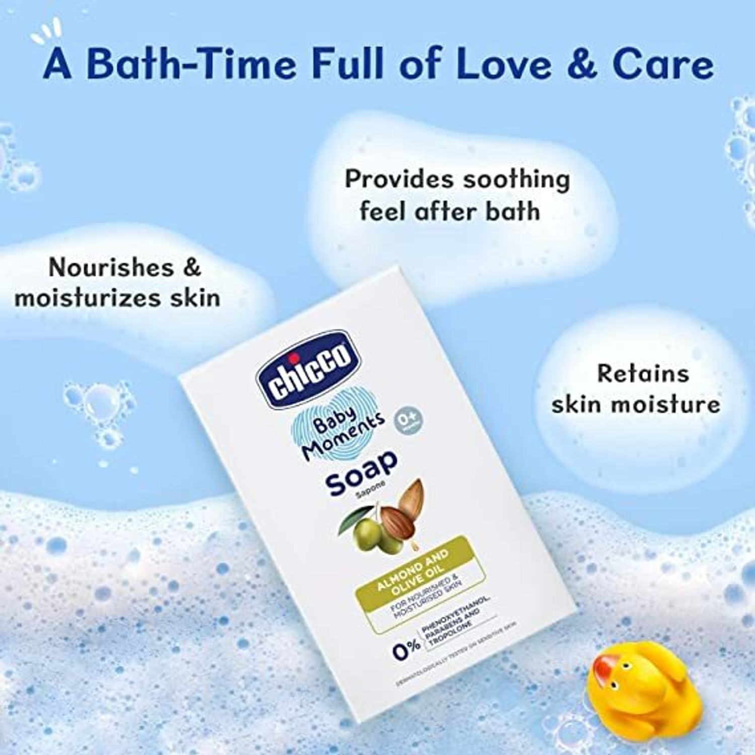 Image of Chicco Baby Moments Soap with Natural Ingredients, Suitable for Baby's Skin(125g 3 + 1) (3 x 166.67 g)