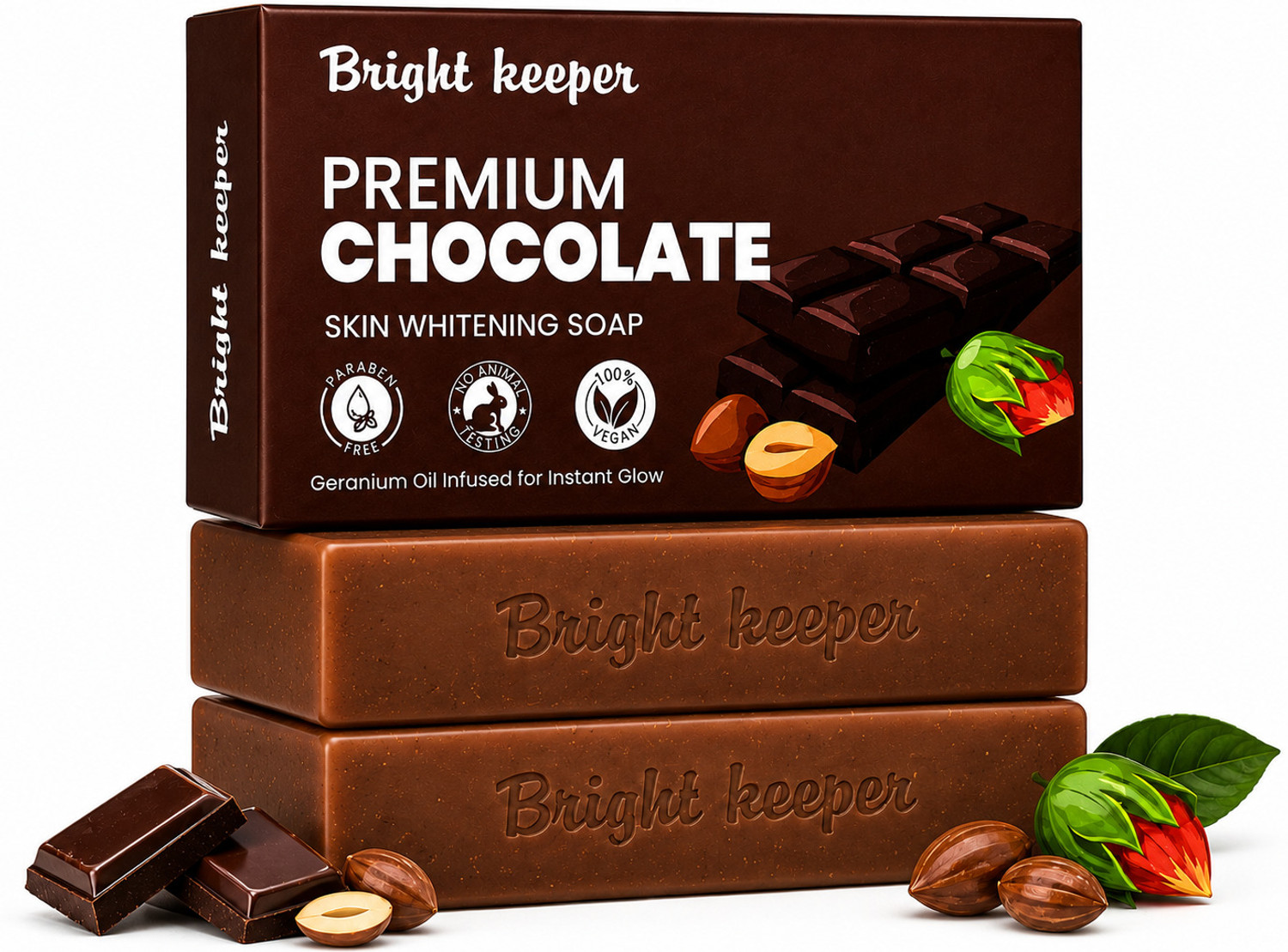 Image of Bright Keeper Premium Chocolate Soap | Skin Brightening & Soft Smooth Glowing Skin