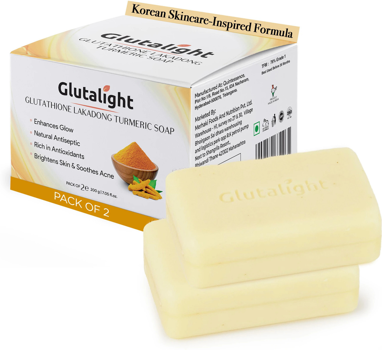 Image of Glutalight Glutathione Lakadong Turmeric Soap | Tan Removal Soap For Men & Women