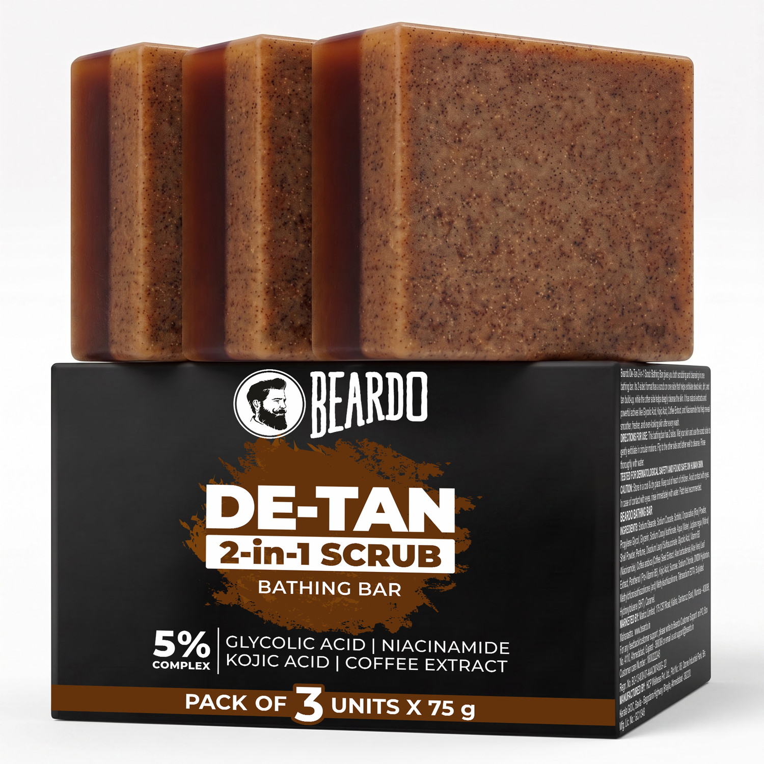 Image of BEARDO De-Tan 2-in-1 Scrub Bathing Bar | Daily Cleansing & Exfoliation