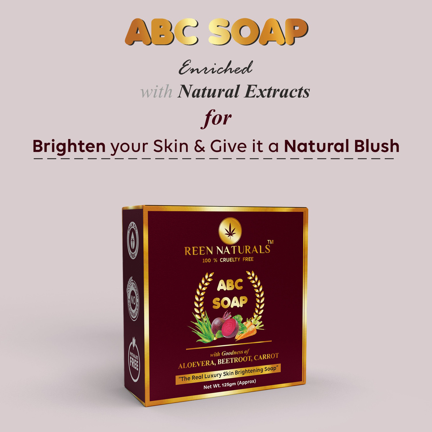 Image of REEN NATURALS PACK 3 - ABC SOAP | Luxury Soap Natural Extract of Aloe Vera, Beetroot & Carrot