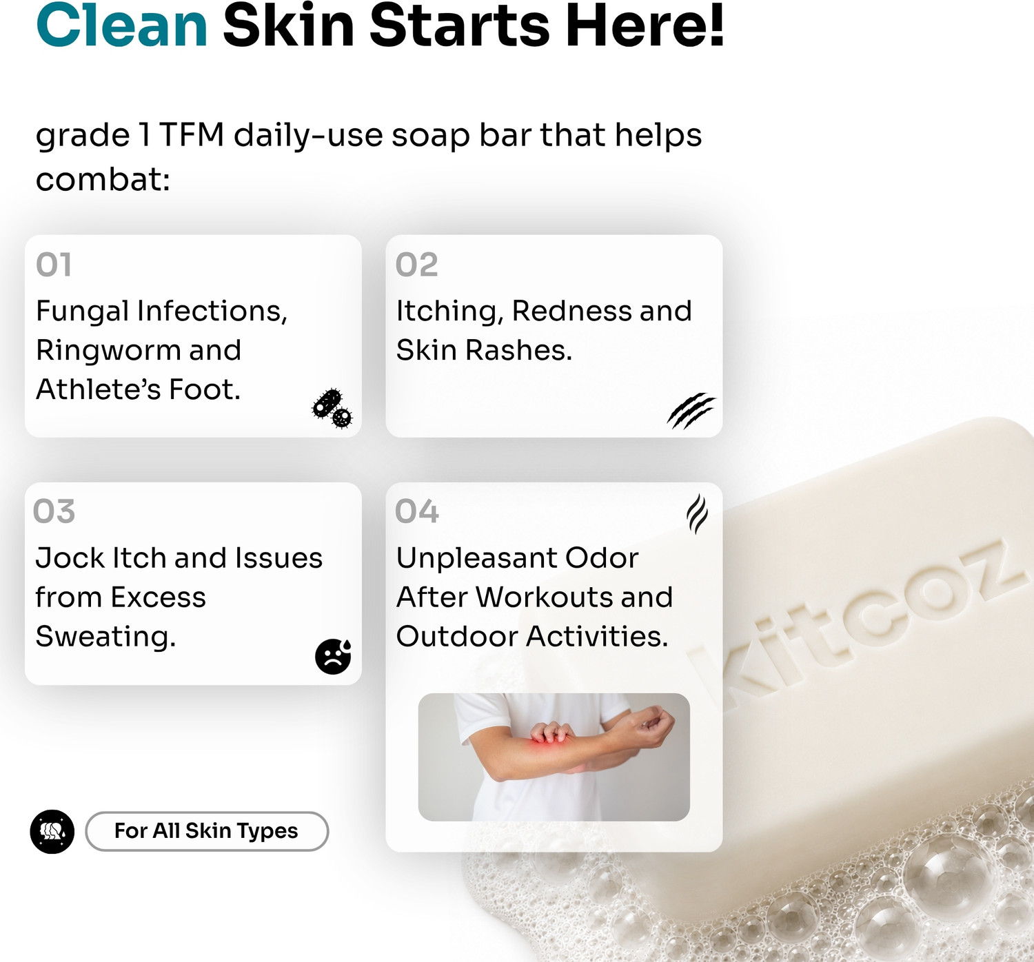 Image of Kitcoz Anti Fungal & Anti Itching Soap With Tea Tree Oil For Fungal Infections