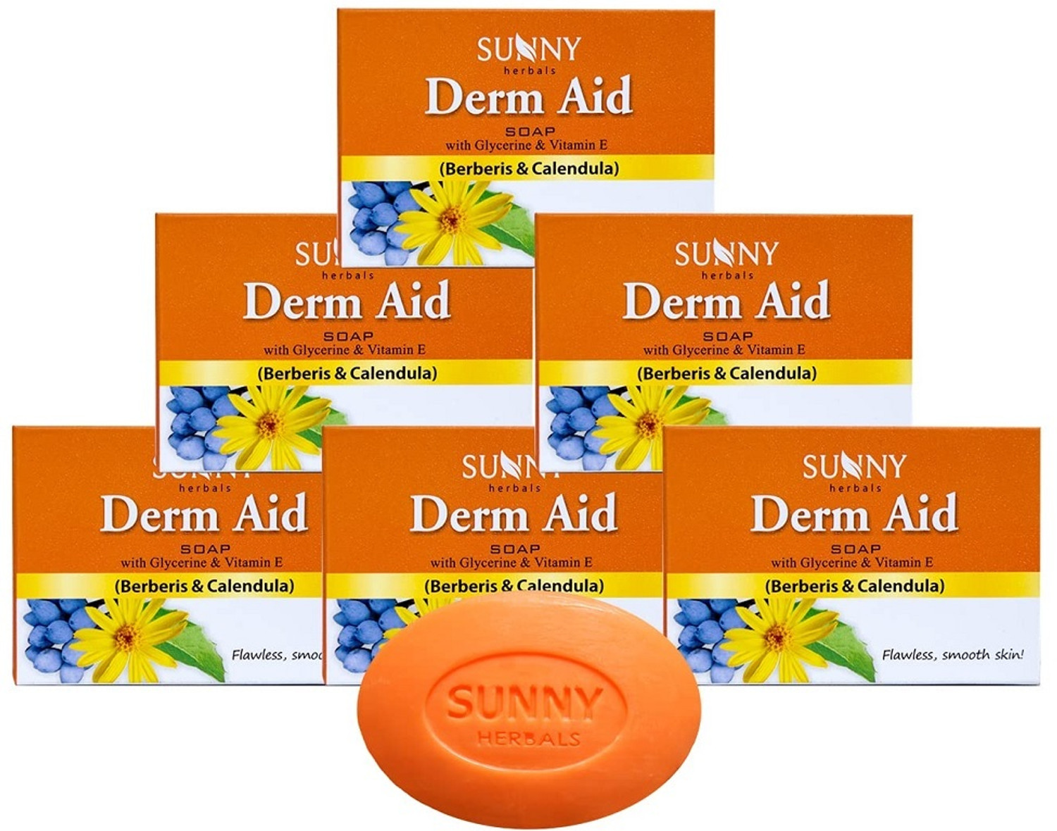 Image of Sunny Herbals Derm Aid Soap With Glycerine & Vitamin E (75g X 6)