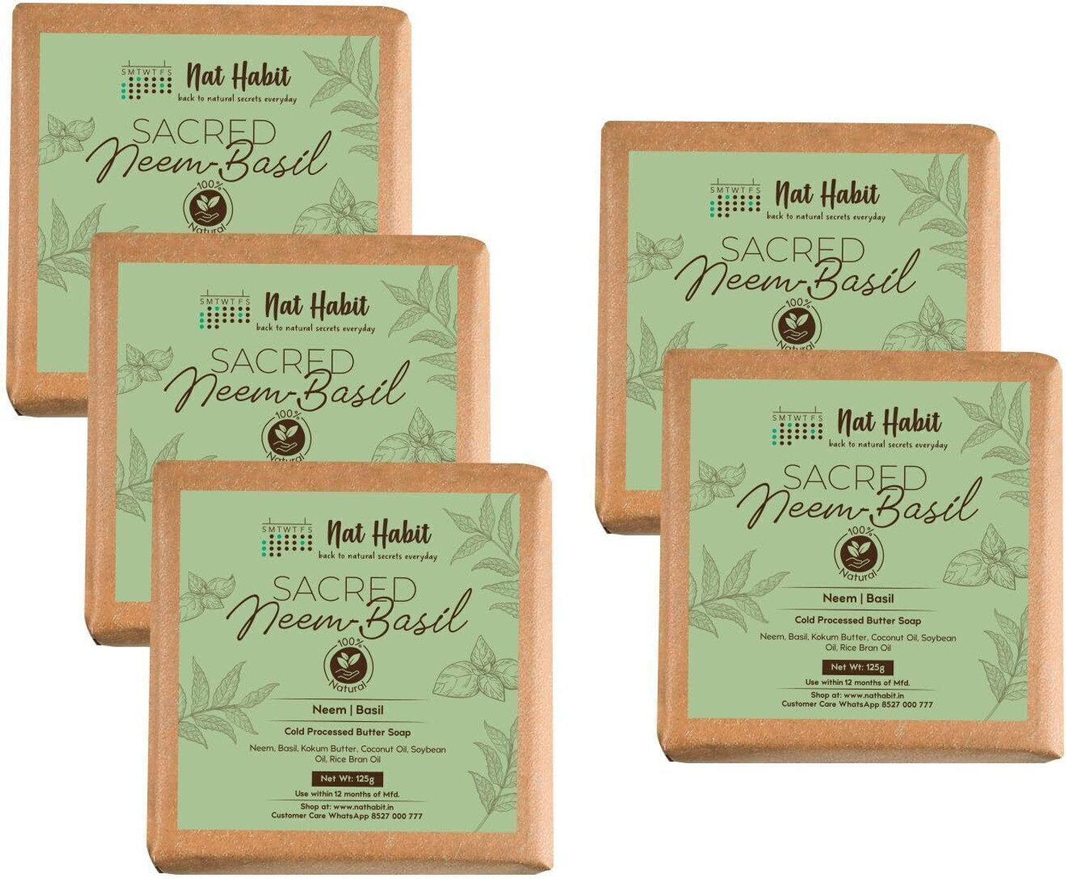 Image of Nat Habit Sacred Neem Soap - For Detoxifiaction & Acne Free Clear Skin